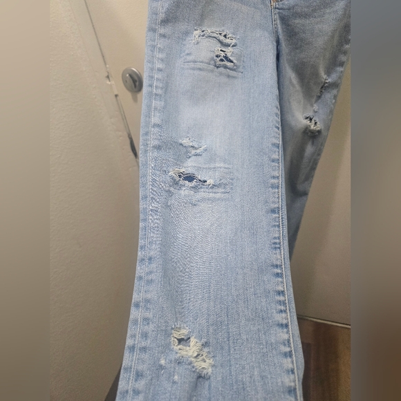 PAIGE Light Blue Ripped Skyline Ankle Peg Jeans - Picture 5 of 12